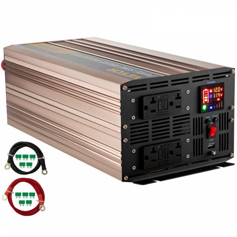 Inverters | Pure Sine Wave Inverter, 3000 Watt Power Inverter, DC 12V to AC 110V Car Inverter, with LCD Display, 5V USB Port, AC Outlets (GFCI) Power Converter, for Car, RV Truck,Solar System,Travel Camping Electrical Inverters