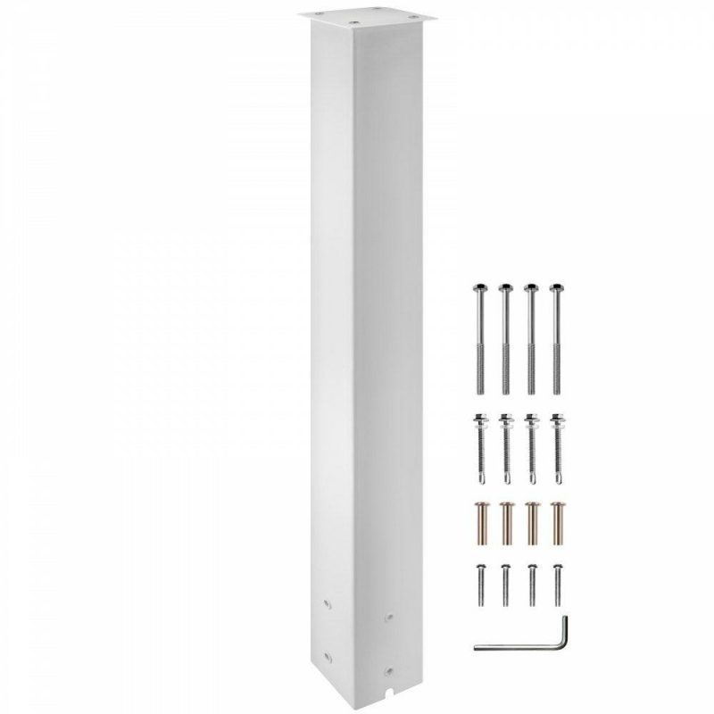 Mailboxes & Accessories | Mailbox Post, 43″ High Mailbox Stand, White Powder-Coated Mail Box Post Kit, Q235 Steel Post Stand Surface Mount Post for Sidewalk and Street Curbside, Universal Mail Post for Outdoor Mailbox White Hardware Mailboxes & Accessories