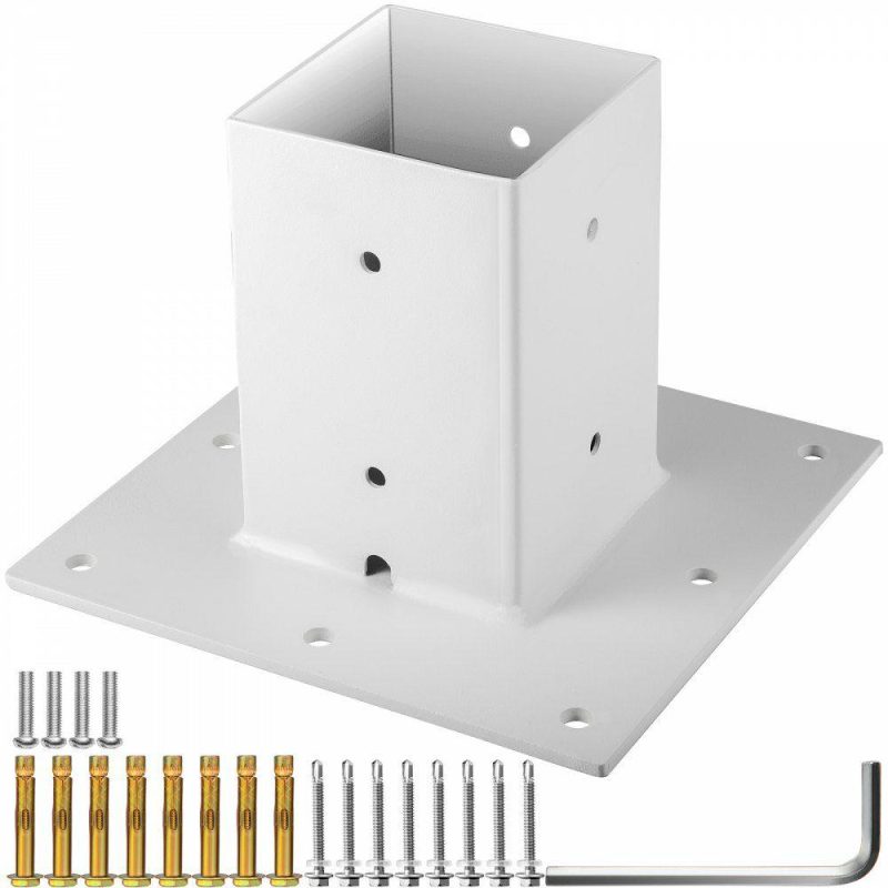 Mailboxes & Accessories | Post Base, 4″x4″ Mailbox Base Plate, White Powder-Coated Fence Post Anchor, Q235 Steel Deck Post Base, Surface Mount Base Plate for Mailbox Post Deck Supports Porch Railing Post Holders White Hardware Mailboxes & Accessories