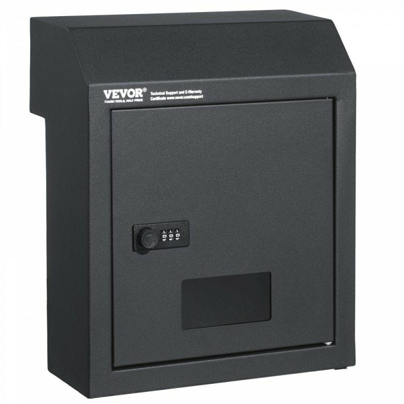 Mailboxes & Accessories | Through The Door Key Drop Box, Heavy Duty Steel Through the Door Mailbox with 12″ Combination Lock, Mail Drop Box, Dark Gray Dark Gray Hardware Dark Gray