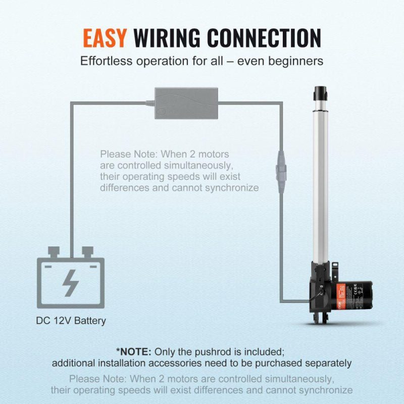 Motion Control | Linear Actuator 12V 14In Heavy Duty 1320lbs/6000N 0.19″/s IP44 Protection Hardware Motion Control