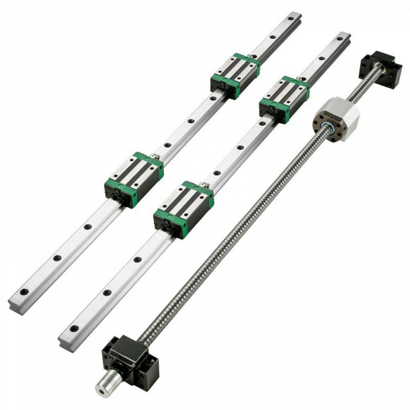 Motion Control | Linear Guide Rail, 2PCS HGR20-1000mm Linear Slide Rail + 1Pcs RM1605-1000mm Ballscrew with BF12/BK12 Kit, Coupling, Slide Blocks Linear Guide Rail Set for DIY CNC Routers Lathes Mills Hardware Motion Control