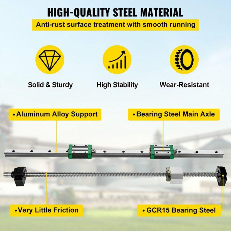 Motion Control | Linear Guide Rail, 2PCS HGR20-1000mm Linear Slide Rail + 1Pcs RM1605-1000mm Ballscrew with BF12/BK12 Kit, Coupling, Slide Blocks Linear Guide Rail Set for DIY CNC Routers Lathes Mills Hardware Motion Control