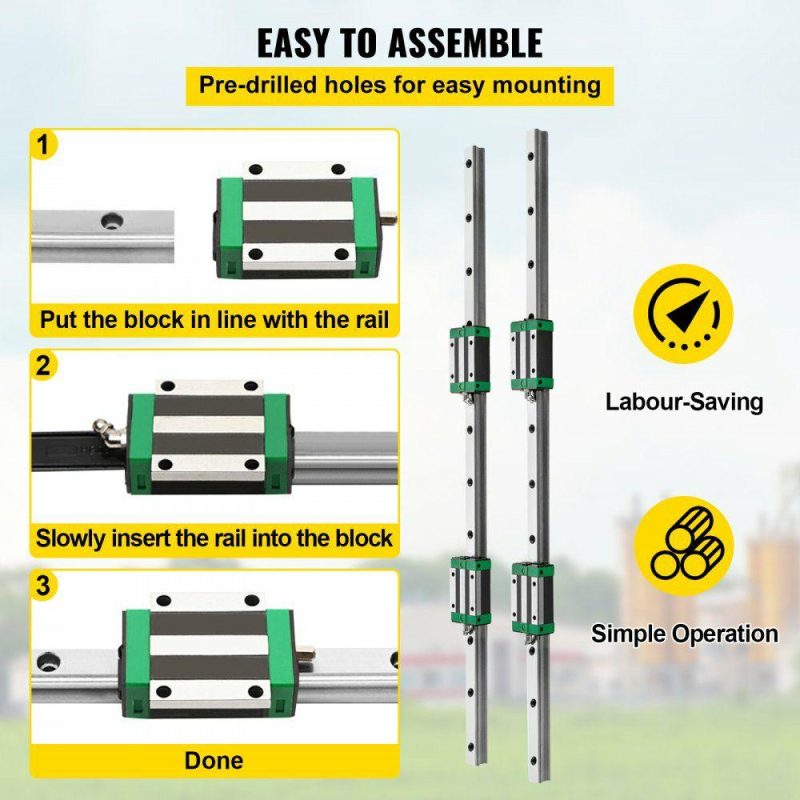 Motion Control | Linear Guide Rail, 2PCS HGR20-1000mm Linear Slide Rail + 1Pcs RM1605-1000mm Ballscrew with BF12/BK12 Kit, Coupling, Slide Blocks Linear Guide Rail Set for DIY CNC Routers Lathes Mills Hardware Motion Control