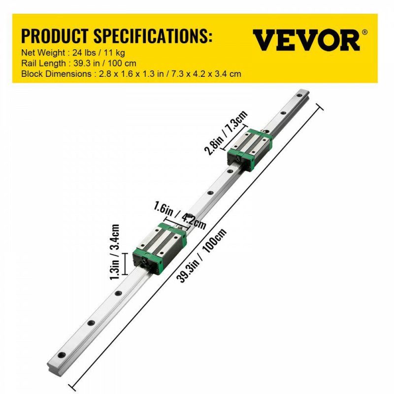 Motion Control | Linear Guide Rail, 2PCS HGR20-1000mm Linear Slide Rail + 1Pcs RM1605-1000mm Ballscrew with BF12/BK12 Kit, Coupling, Slide Blocks Linear Guide Rail Set for DIY CNC Routers Lathes Mills Hardware Motion Control