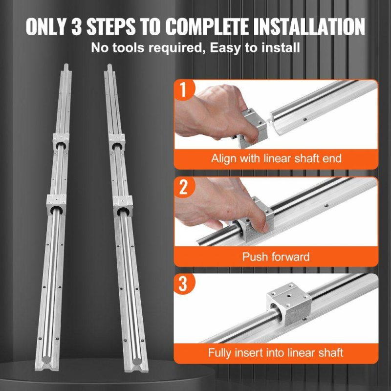 Motion Control | Linear Guide Rail Set, SBR16 1500mm, 2 PCS 59 in/1500 mm SBR16 Guide Rails and 4 PCS SBR16UU Slide Blocks, Linear Rails and Bearings Kit for Automated Machines DIY Project CNC Router Machines Hardware Motion Control