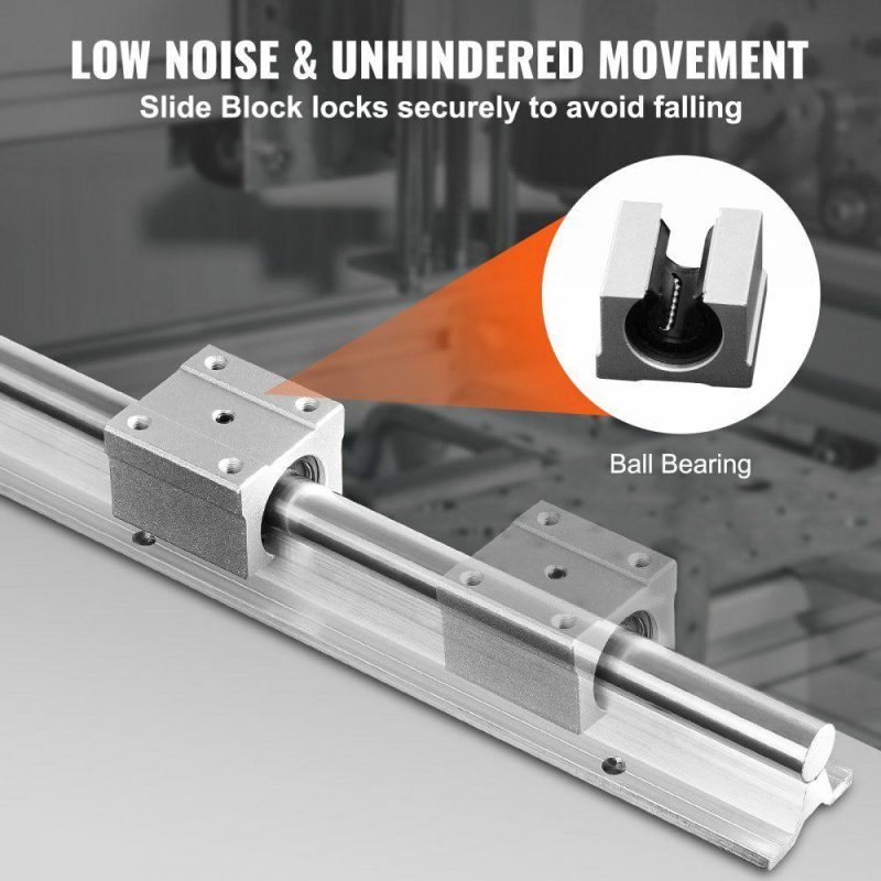 Motion Control | Linear Guide Rail Set, SBR20 1500mm, 2 PCS 59 in/1500 mm SBR20 Guide Rails and 4 PCS SBR20UU Slide Blocks, Linear Rails and Bearings Kit for Automated Machines DIY Project CNC Router Machines Hardware Motion Control