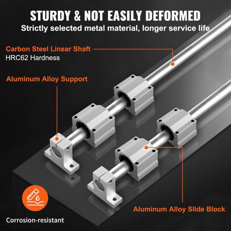 Motion Control | Linear Guide Rail Set, SFC16 1000mm, 2 PCS 39.4 in/1000 mm SFC16 Guide Rails 4 PCS SC16 Slide Blocks 4 PCS Rail Supports, Linear Rails and Bearings Kit for Automated Machines CNC DIY Project Hardware Motion Control