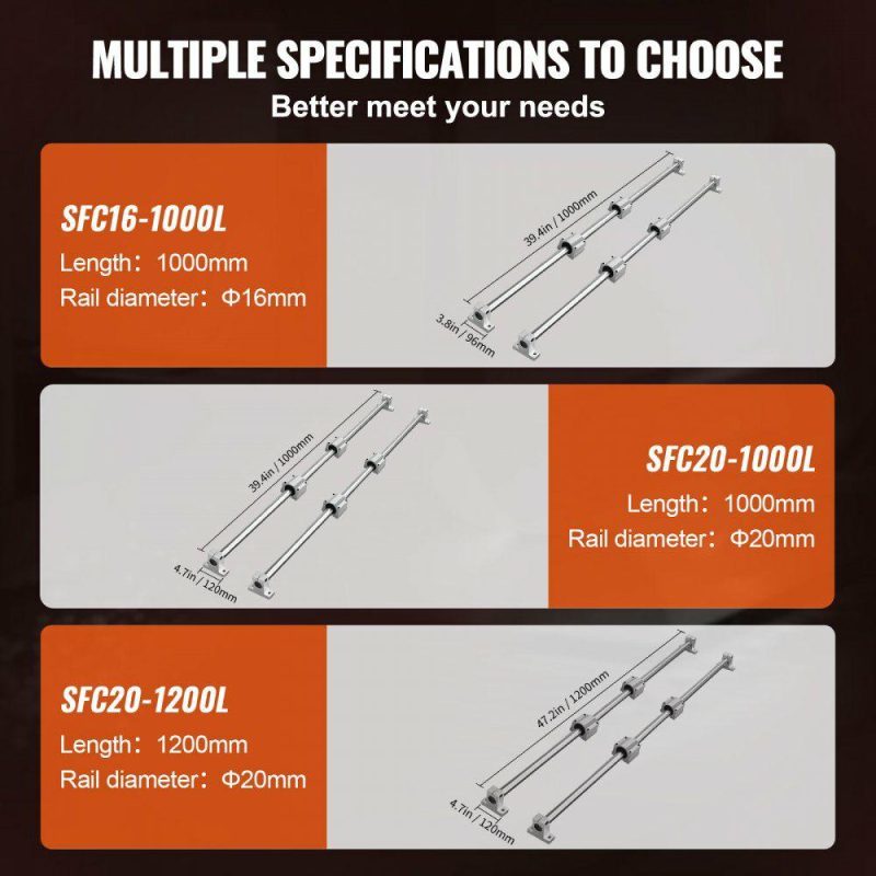 Motion Control | Linear Guide Rail Set, SFC16 1000mm, 2 PCS 39.4 in/1000 mm SFC16 Guide Rails 4 PCS SC16 Slide Blocks 4 PCS Rail Supports, Linear Rails and Bearings Kit for Automated Machines CNC DIY Project Hardware Motion Control