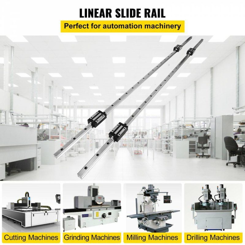 Motion Control | Linear Rail 2X 20-1500mm Linear Slide Rail + 4X Pillow Block Carriage Bearing Block Linear Guideway Rail for Automated Machines and Equipments Hardware Motion Control