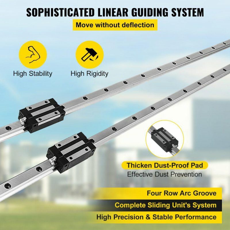 Motion Control | Linear Rail 2X 20-1500mm Linear Slide Rail + 4X Pillow Block Carriage Bearing Block Linear Guideway Rail for Automated Machines and Equipments Hardware Motion Control