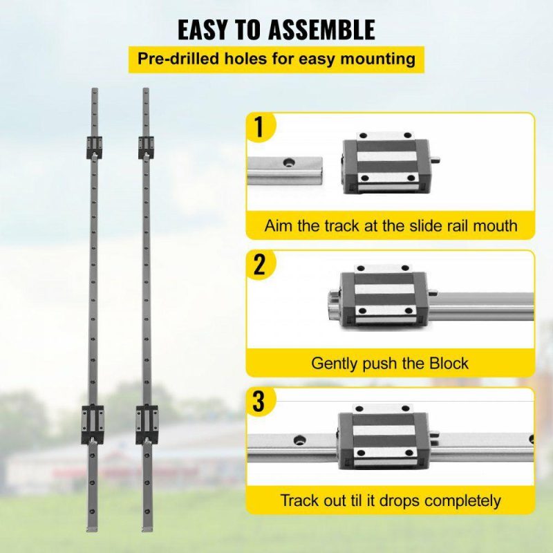 Motion Control | Linear Rail 2X 20-1500mm Linear Slide Rail + 4X Pillow Block Carriage Bearing Block Linear Guideway Rail for Automated Machines and Equipments Hardware Motion Control