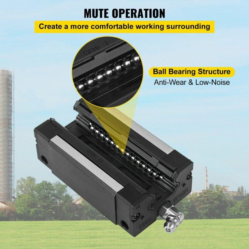 Motion Control | Linear Rail 2X 20-1500mm Linear Slide Rail + 4X Pillow Block Carriage Bearing Block Linear Guideway Rail for Automated Machines and Equipments Hardware Motion Control