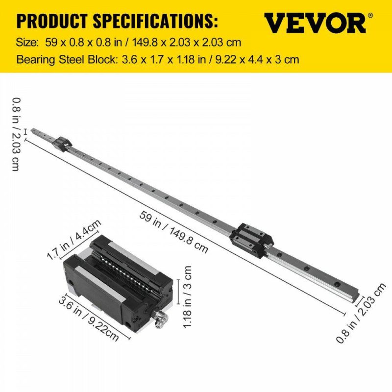 Motion Control | Linear Rail 2X 20-1500mm Linear Slide Rail + 4X Pillow Block Carriage Bearing Block Linear Guideway Rail for Automated Machines and Equipments Hardware Motion Control