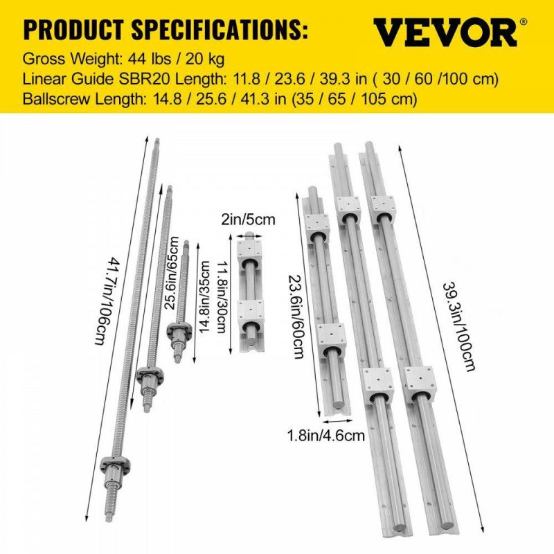 Motion Control | Linear Rail, Ballscrew x 3, RM1605-350mm 650mm 1050mm x 2 Linear Rail Support, 12 CNC Kit Linear Shaft Optical Axis Hardware Motion Control