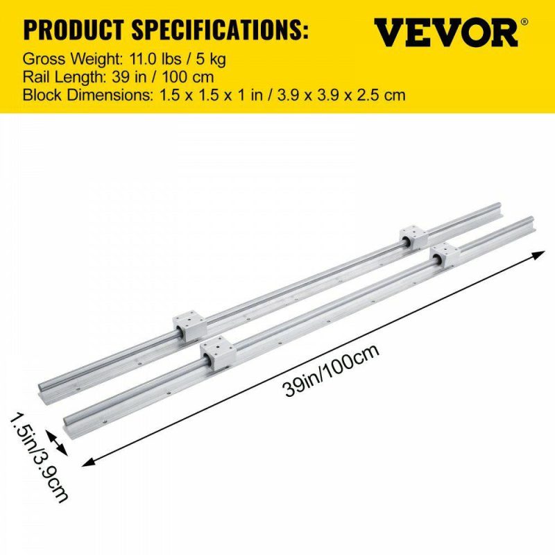 Motion Control | Linear Rail SBR12-1000mm 38mm Linear Slide W/ 4 SBR12UU Bearing Blocks Hardware Motion Control