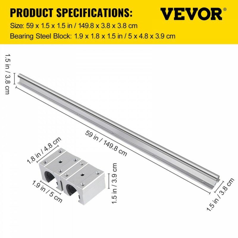 Motion Control | Linear Rail SBR20-1500mm 2 Linear Slide Guide with 4 SBR20UU Bearing Block Hardware Motion Control