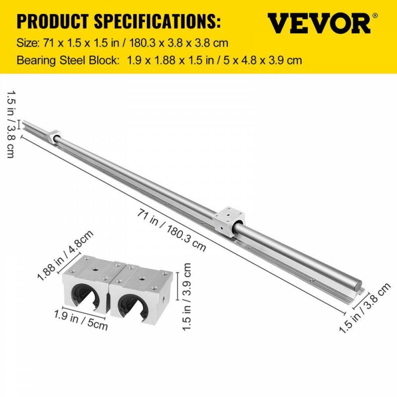 Motion Control | Linear Rail SBR20-1800mm 2 Linear Slide Guide with 4 SBR20UU Bearing Block Hardware Motion Control