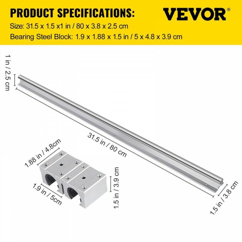 Motion Control | Linear Rail SBR20-800mm 2 Linear Slide Guide with 4 SBR20UU Bearing Block Hardware Motion Control