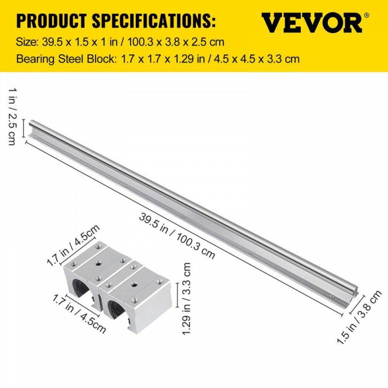 Motion Control | Sbr16-1000mm 2 X Linear Rail 4 X Bearing Blocks Cnc Router Bearing Sbr 16uu Hardware Motion Control