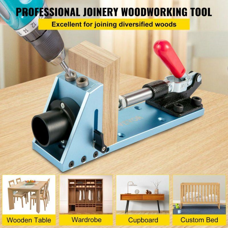 Power Tool Parts & Accessories | Pocket Hole Jig Kit, M4 Adjustable & Easy to Use Joinery Woodworking System, Professional and Upgraded Aluminum, Wood Guides Joint Angle Tool w/Drill Bit Hex Key Screws for DIY Carpentry Power Tool Parts & Accessories Power Tool Parts & Accessories