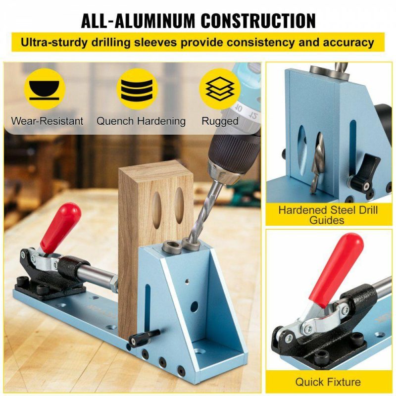 Power Tool Parts & Accessories | Pocket Hole Jig Kit, M4 Adjustable & Easy to Use Joinery Woodworking System, Professional and Upgraded Aluminum, Wood Guides Joint Angle Tool w/Drill Bit Hex Key Screws for DIY Carpentry Power Tool Parts & Accessories Power Tool Parts & Accessories