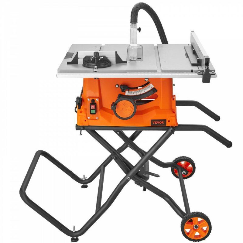 Saws & Accessories | 10″ Table Saw w/ Stand Electric Cutting Machine 5000RPM 25-in Rip Capacity Power Tools Saws & Accessories