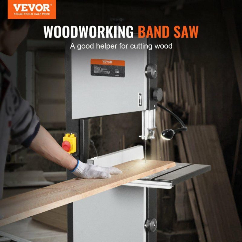 Saws & Accessories | Band Saw with Stand, 10-Inch, 560 & 1100 RPM Two-Speed Benchtop Bandsaw, 370W 0.5HP Motor with Metal Stand Optimized Work Light Workbench Fence and Miter Gauge, for Woodworking Aluminum Plastic Power Tools Saws & Accessories