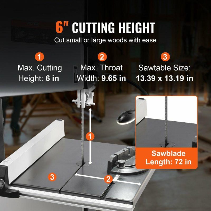 Saws & Accessories | Band Saw with Stand, 10-Inch, 560 & 1100 RPM Two-Speed Benchtop Bandsaw, 370W 0.5HP Motor with Metal Stand Optimized Work Light Workbench Fence and Miter Gauge, for Woodworking Aluminum Plastic Power Tools Saws & Accessories