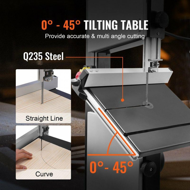 Saws & Accessories | Band Saw with Stand, 10-Inch, 560 & 1100 RPM Two-Speed Benchtop Bandsaw, 370W 0.5HP Motor with Metal Stand Optimized Work Light Workbench Fence and Miter Gauge, for Woodworking Aluminum Plastic Power Tools Saws & Accessories