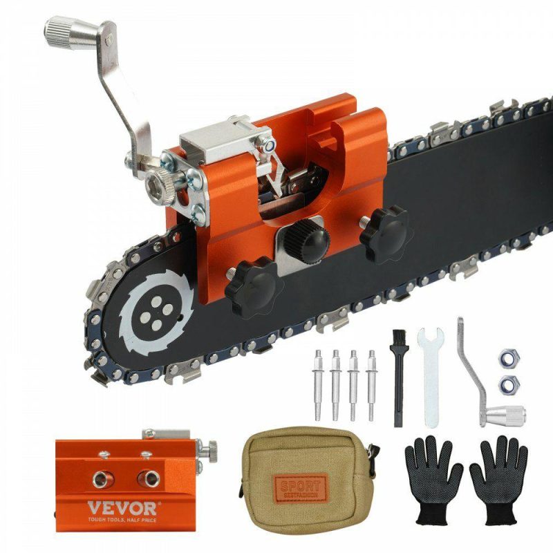 Saws & Accessories | Chainsaw Sharpener, Hand-Cranked Chainsaw Sharpening Jig Kit for 4″-22″ Chain Saw, Potable Chainsaw Chain Sharpener Tool with 4 Sharpening Heads, Storage Bag for Home DIY, Lumberjack, Landscaper Power Tools Saws & Accessories