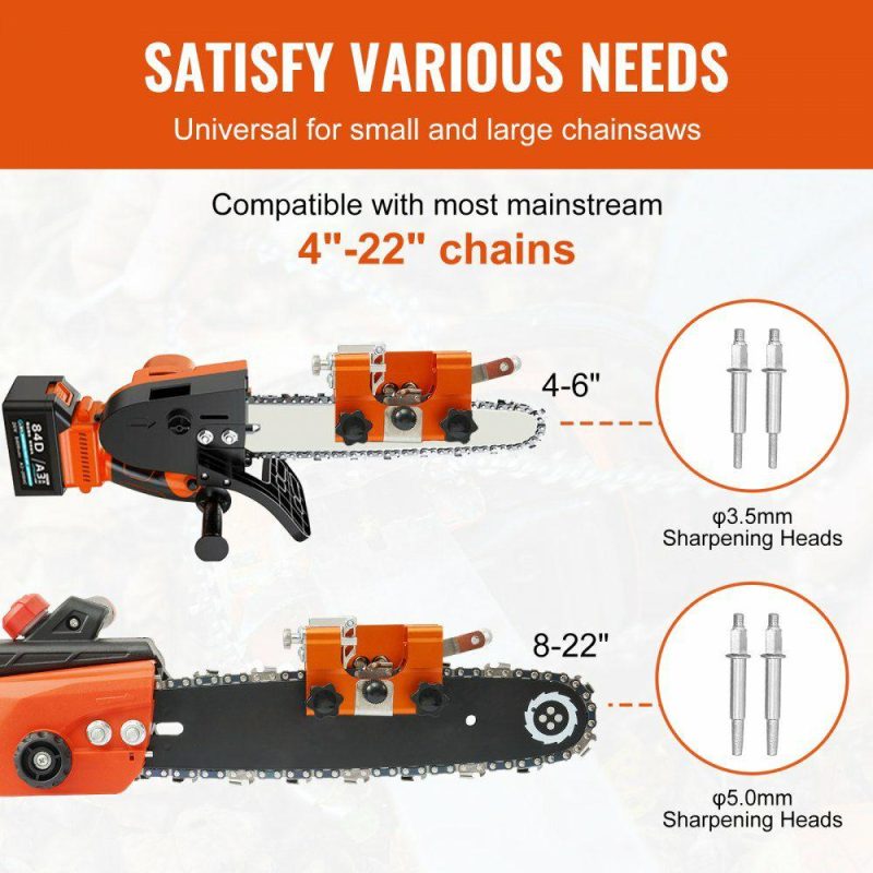 Saws & Accessories | Chainsaw Sharpener, Hand-Cranked Chainsaw Sharpening Jig Kit for 4″-22″ Chain Saw, Potable Chainsaw Chain Sharpener Tool with 4 Sharpening Heads, Storage Bag for Home DIY, Lumberjack, Landscaper Power Tools Saws & Accessories