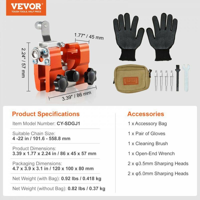 Saws & Accessories | Chainsaw Sharpener, Hand-Cranked Chainsaw Sharpening Jig Kit for 4″-22″ Chain Saw, Potable Chainsaw Chain Sharpener Tool with 4 Sharpening Heads, Storage Bag for Home DIY, Lumberjack, Landscaper Power Tools Saws & Accessories