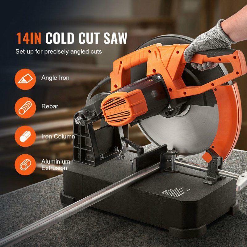 Saws & Accessories | Chop Saw, 14″/355mm Blade Diameter Cut Off Saw, 2800W 1200RPM Steel Cutting Machine, 0-45° Adjustable Dry Cut Chop Saw, Miter Saw for Cutting Metal Cold Cut Saw for Steel/Rebar/Iron/Aluminum Power Tools Saws & Accessories