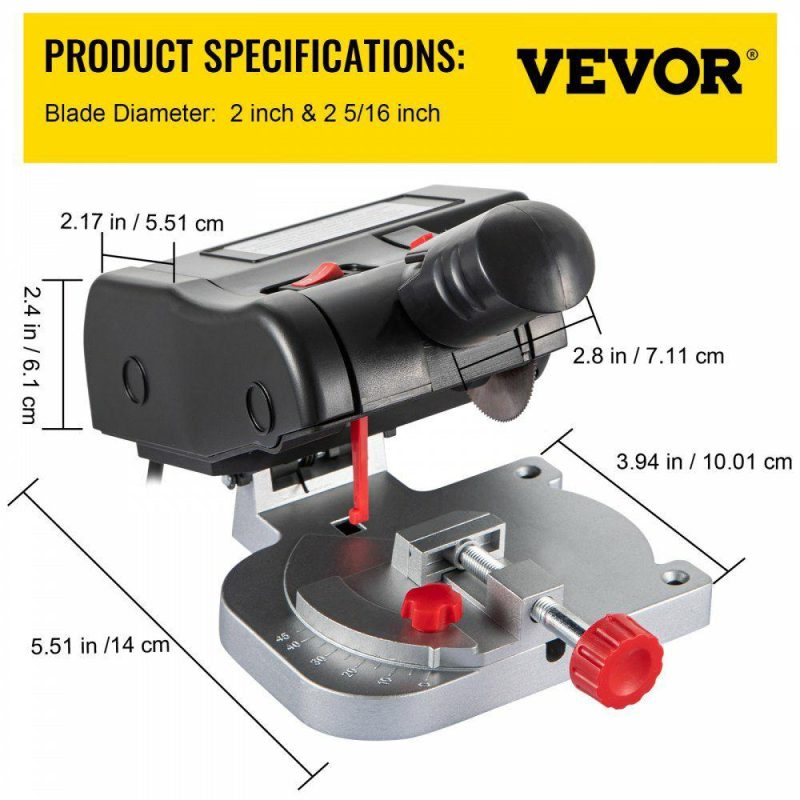 Saws & Accessories | Mini Miter Cut-off Chop Saw, Two 2-5/16″ Blade of Steel and Resin with 1/2″ Cutting Depth, 0~45° Benchtop Miter Saw for Copper, Aluminum, Wood, Zinc in Hobby Craft Power Tools Saws & Accessories