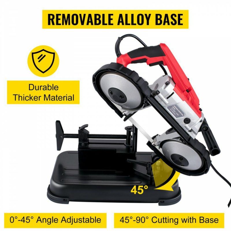 Saws & Accessories | Portable Band Saw, 110V Removable Alloy Steel Base Cordless Band Saw, 5 Inch Cutting Capacity Hand held Band Saw,Variable Speed Portable Bandsaw, 10Amp Motor Deep Cut Band saw for Metal Wood Power Tools Saws & Accessories