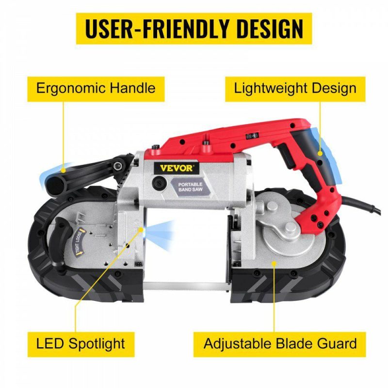 Saws & Accessories | Variable-Speed 5″ Deep Cut Portable Band Saw 110V 10-A Motor Tested to UL Standards Power Tools Saws & Accessories