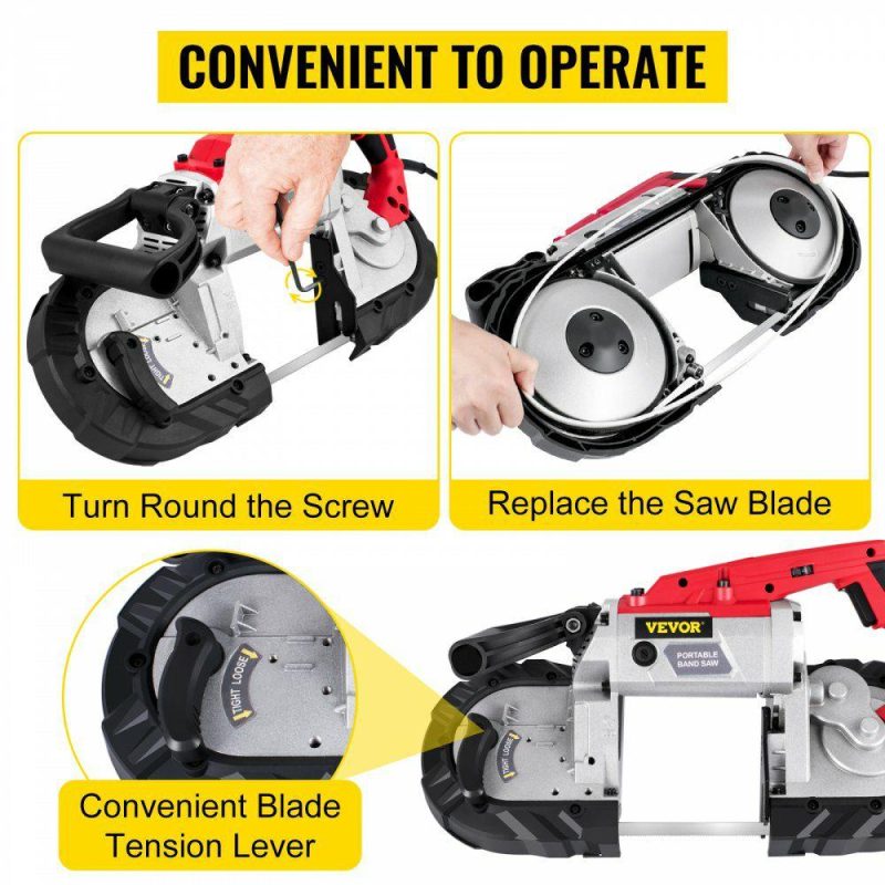 Saws & Accessories | Variable-Speed 5″ Deep Cut Portable Band Saw 110V 10-A Motor Tested to UL Standards Power Tools Saws & Accessories