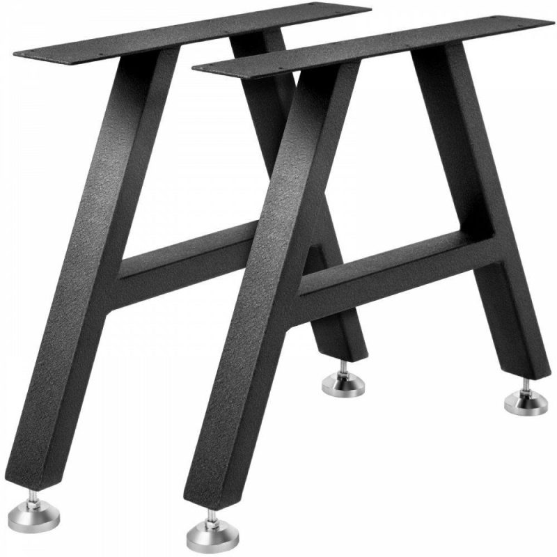 Furniture Hardware | Metal Table Legs 16 x 17.7 inch A-Shaped Desk Legs Set of 2 Heavy Duty Bench Legs w/Polyurethane Coating, Furniture Legs w/ Floor Protectors, Wrought Iron Coffee Table Legs for Home DIY Black Furniture Hardware Furniture Hardware