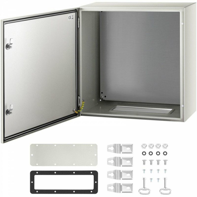 Electrical Boxes & Panels & Fittings | NEMA Steel Enclosure, 24 x 24 x 12” NEMA 4X Steel Electrical Box, IP66 Waterproof & Dustproof, Outdoor/Indoor Electrical Junction Box, with Mounting Plate Electrical Electrical Boxes & Panels & Fittings