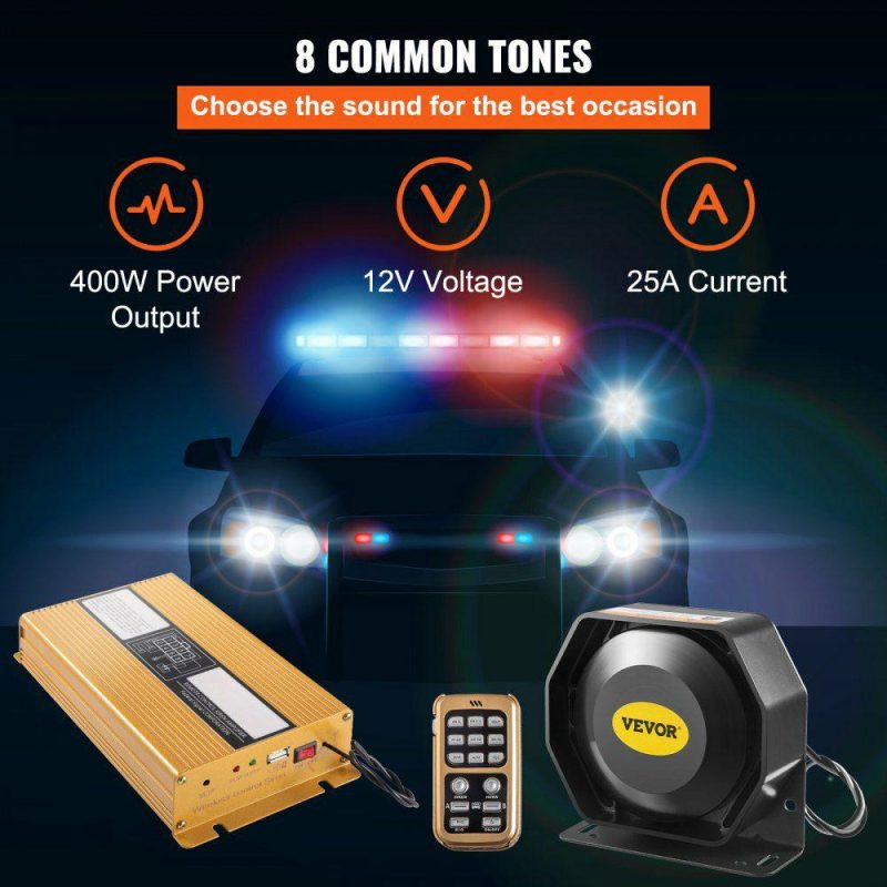 Electrical Tools | 400W 8 Sound Loud Car Warning Alarm Police Fire Horn PA Speaker MIC System Electrical Electrical Tools