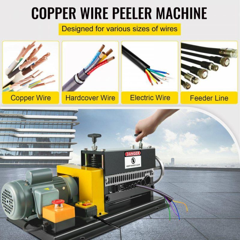 Electrical Tools | Wire Stripping Machine 0.06″ -1.5″,Automatic or Hand-crank Wire Stripper Machine 11Holes & 10 Blades, Automatic Wire Stripping Tool Motor Rated Speed 1400Rpm,for Recycling Copper Wire Electrical Electrical Tools