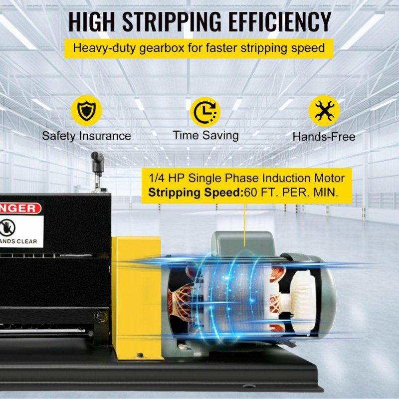 Electrical Tools | Wire Stripping Machine 0.06″ -1.5″,Automatic or Hand-crank Wire Stripper Machine 11Holes & 10 Blades, Automatic Wire Stripping Tool Motor Rated Speed 1400Rpm,for Recycling Copper Wire Electrical Electrical Tools