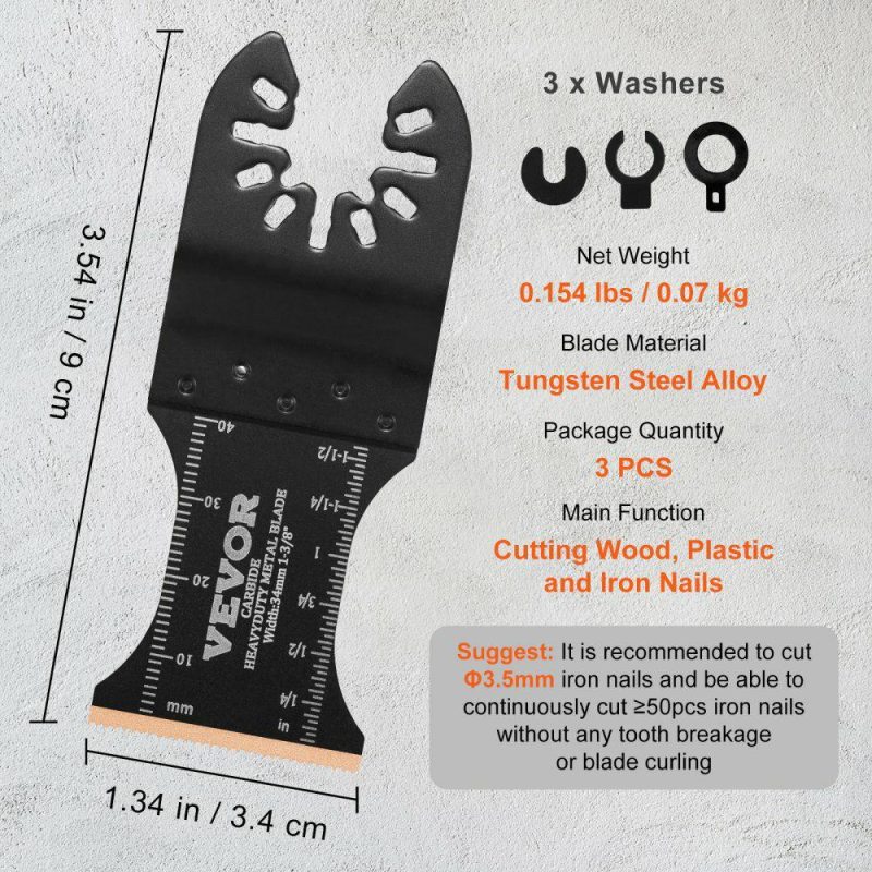 Saws & Accessories | 3PCS Carbide Oscillating Tool Blades, Universal Quick Release Oscillating Saw Blades, Multitool Tool Blades for Hard Material, Metal, Nails, Bolts, Fit Dewalt Bosch Milwaukee Hitachi Chicago Power Tools Saws & Accessories