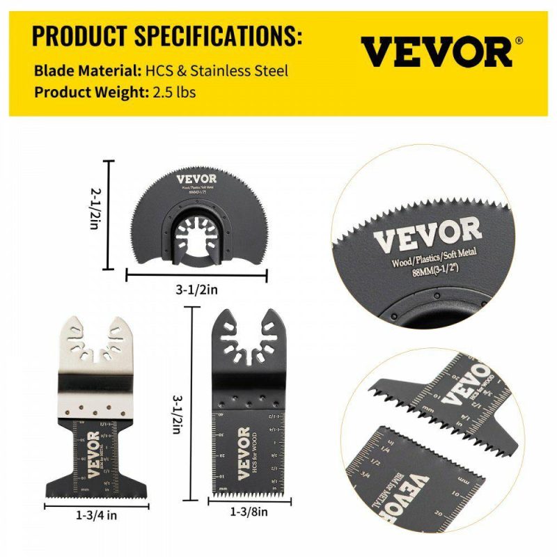 Saws & Accessories | 50 PCS Oscillating Saw Blades, Quick Release Multitool Blades Kit, HCS Tool Blades for Wood Plastic Metal Nails Bolts, Compatible with Dewalt Dremel Fein Worx Bosch Makita Milwaukee Power Tools Saws & Accessories