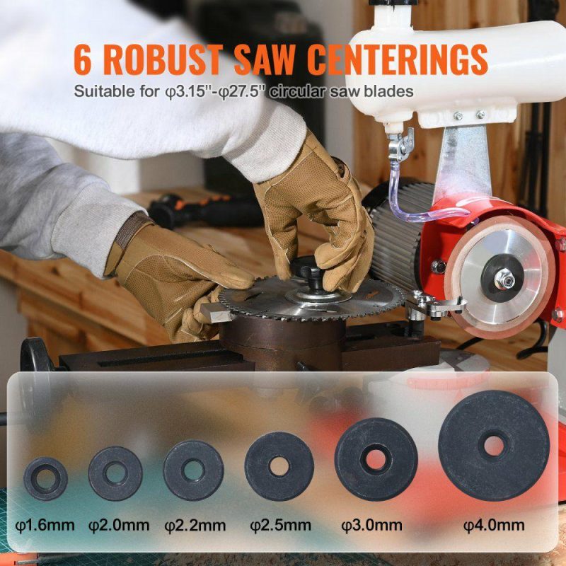 Saws & Accessories | Circular Saw Blade Sharpener, 370W Saw Blade Grinding with Water Injection, Water Injection Circular Saw Blade Sharpening & 6 Saw Centerings, 5-inch Grinding Wheel for Carbide Tipped Saw Blades Power Tools Saws & Accessories