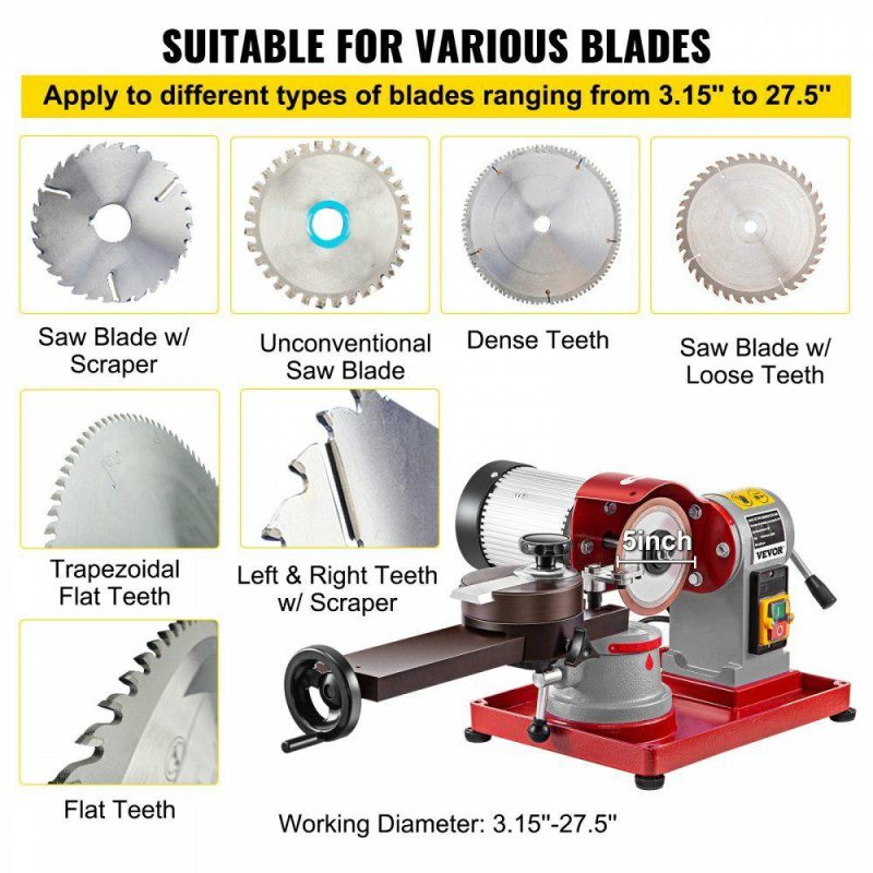 Saws & Accessories | Circular Saw Blade Sharpener 5″ Grinding Wheel Size, Rotary Angle Mill Grinding Machine 370W, Saw Blade Sharpener Machine for Carbide Tipped Saw Blades Power Tools Saws & Accessories