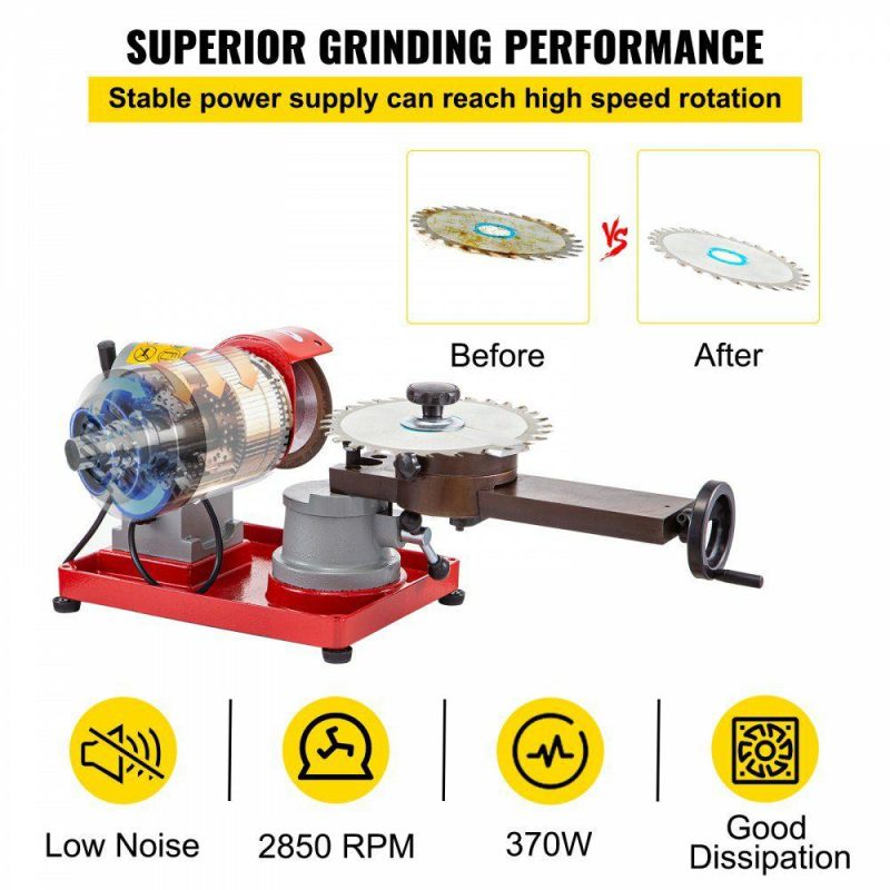 Saws & Accessories | Circular Saw Blade Sharpener 5″ Grinding Wheel Size, Rotary Angle Mill Grinding Machine 370W, Saw Blade Sharpener Machine for Carbide Tipped Saw Blades Power Tools Saws & Accessories